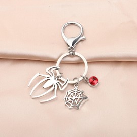 WSNANG Spider Keychain Movie Merchandise Hero Spider Fan Gift Spider Charm Keychain Spider Lover Inspirational Gifts, Silver, little