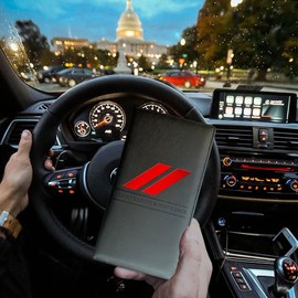 Leather Car Registration and Insurance Cards Holder Compatible with Dodge Challenger Charger SRT RAM Auto Accessories, Vehicle Glove Box Car Organizer with Magnetic Shut, Documents License (//)