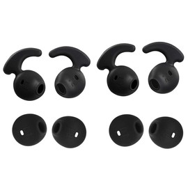 JNSA Replacement Silicone Ear Tips Ear Plugs Hooks Compatible with So ny WI-SP500 or Galaxy S7 S7 Edge Original Earphones, Black Hook Tips 2 Pairs and Gray Buds Tips 2 Pairs, 4 Pairs Set,S7BG4