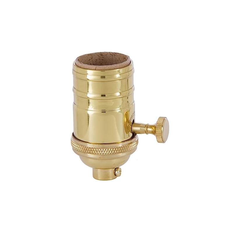 B&P Lamp® Heavy Turned Brass Socket with Brass Knob, Polished