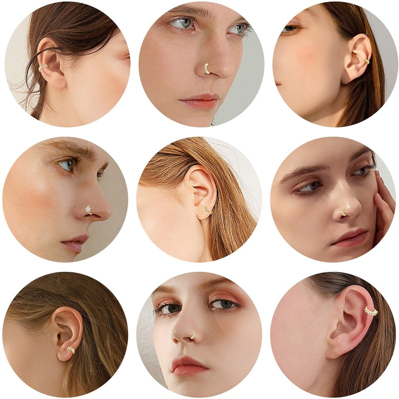 Sllaiss 20G Nose Rings 316L Stainless Steel Nose Hoops Set