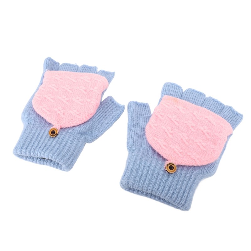 1 Pair Winter Knitted Fingerless Gloves Double Sided Heating USB