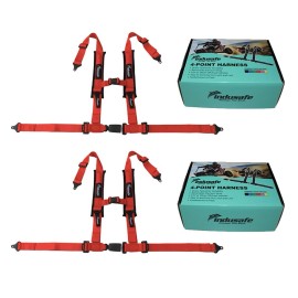 Indusafe Pair of RED 2" 4 Point Harness Racing Safety Seat Belts Shoulder Strap ATV UTV