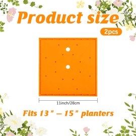 Conderyang 2Pcs 11" Square Planter Insert, Durable Plastic Plant Pot Insert with Drainage Holes, Soil Reducing Planter Lifter for Root Health & Indoor Outdoor Containers (Fits 13"-15" Pot)