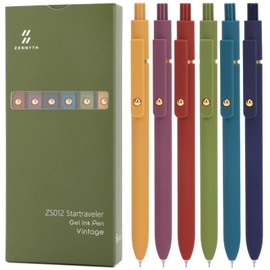 Ddaowanx Gel Pens, 6 Pcs 0.5mm Quick Dry Black Ink Pens Fine Point Smooth Writing Pens, Office Desk Accessories for Women(6 Pcs Vintage-Black Ink)