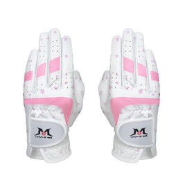 MAZEL (Mazel) Golf Gloves Children's Junior Kids Both Hands Golf Gloves 1 Set (Star-Pink, S)