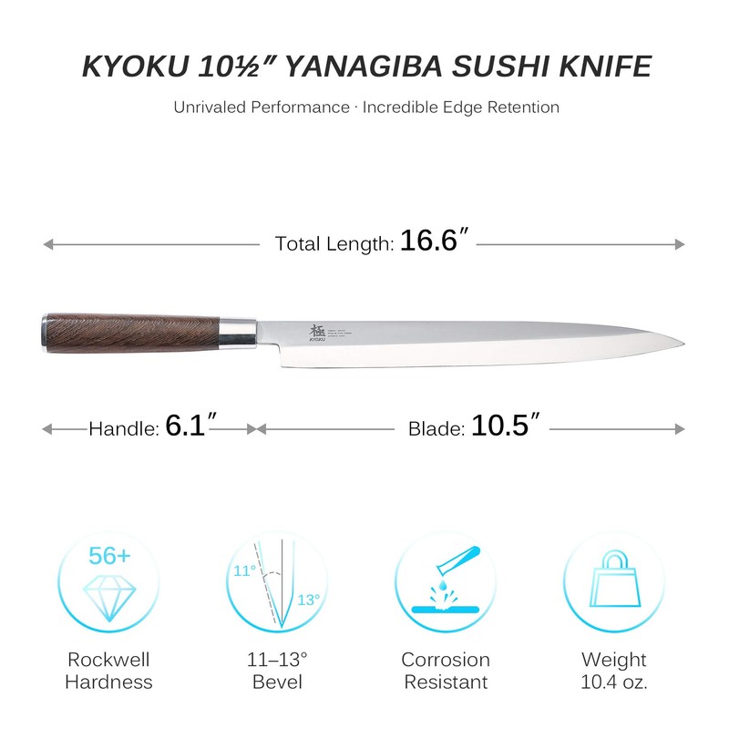 KYOKU Samurai Series - 10.5" Yanagiba Knife Japanese Sushi Sashimi