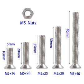 Rshuhx 150pcs M5 Countersunk Screws Flat Button Screw and Nut Set 304 Stainless Steel Cross Machine Screws Attachment Tool for Baby Bed Headboards Chairs Furniture Fastener Repai