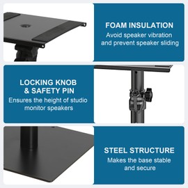 Vondynote Set of 2 Desktop Studio Monitor Speaker Stands Bookshelf Speaker Stands