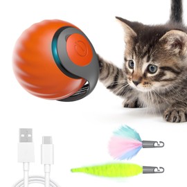 LGGbaodan Interactive Cat Toy,Speedy Tails 2.0 2025 Smart Interactive Cat Toy Balls,Automatic Moving Balls for Cat Dog,Self Rolling Smart Cat Toy Ball Interactive Cat Toys. Orange&Blue