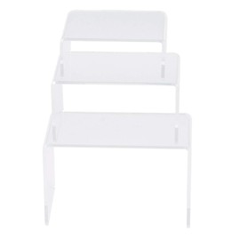 Natudeco Acrylic Display Stand Risers Mini Transparent Jewelry Display Rack Doll Toy Ladder Display Holder U Shaped Collection Organizer for Desktop Living Room Bedroom Store