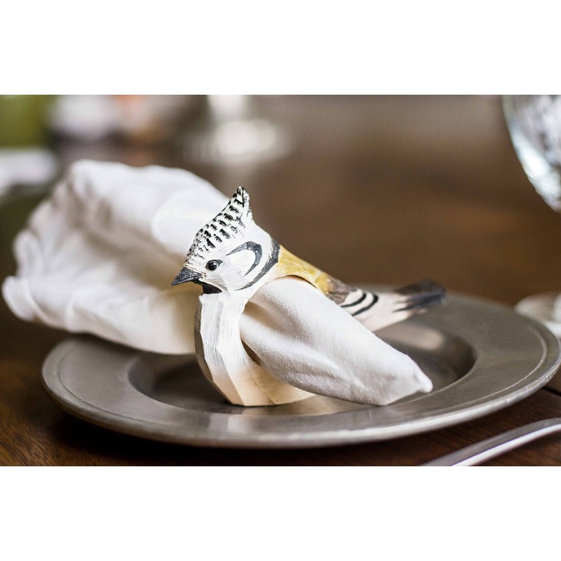 Wildlife Garden WG580 Napkin Ring Crested Tit - Hand Carved