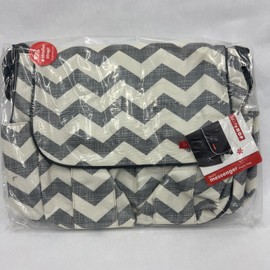 Skip Hop Dash Signature Diaper Bag Gray & White Chevron Messenger Diaper Bag