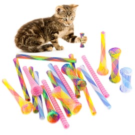 Cat Spring Toys, 20 Packs Cat Tube Spring Toy Interactive Cat Toy for Indoor Cats, Plastic Spring Coils Attract Cats to Swat, Bite, Hunt (Random Color)