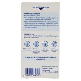 Nivea Clear-Up Strip Zone T Anti-Black Spot Facial Patches Cleanser and Cleanser with Citric Acid - 2 Packs of 6 Plasters