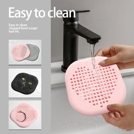 2 Pack Shower Drain Hair Catcher Purple Bathroom Accessories Sturdy Silicone Drain Cover Hair Stopper with Suction Cups for Shower Kitchen Bathroom Heart Shape