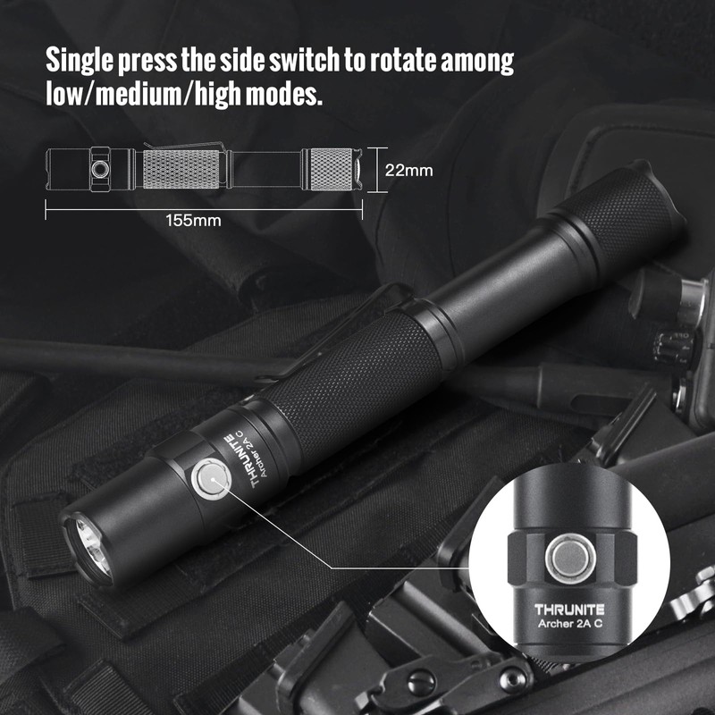 ThruNite Archer 2A C LED Rechargeable Flashlight, High 1000 Lumens