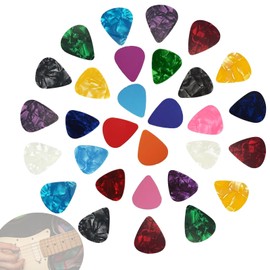 CLOEWCL 30 Pcs Guitar Picks Variety, Colorful Premium Celluloid Picks Suitable for Electric Guitar, Bass Guitar, Primary Color Guitar, Guitar Picks with Thin, Medium and Thick Gauges (Random Color)