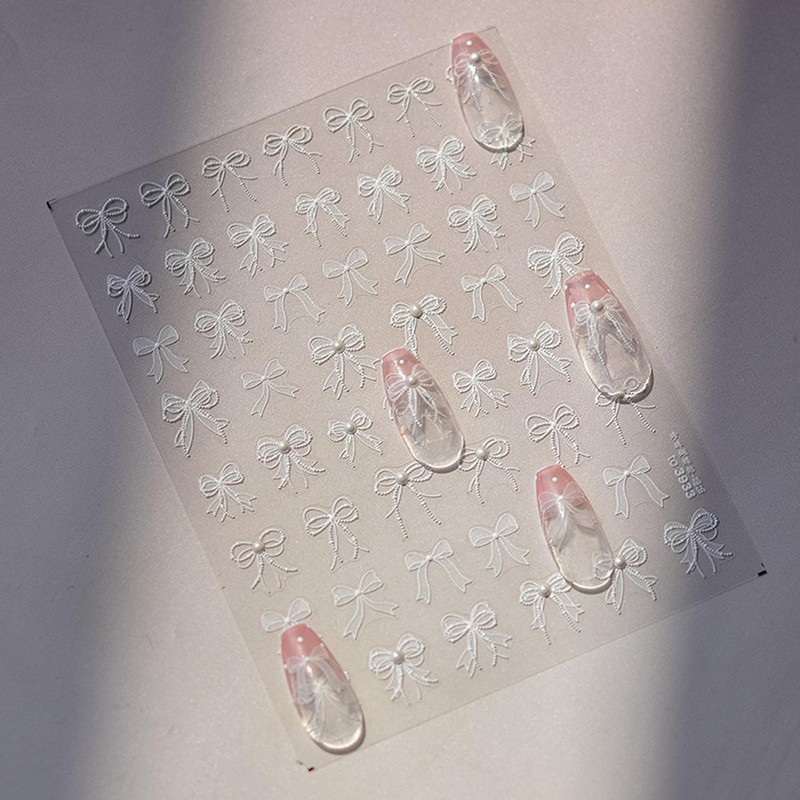 TailaiMei Bow Nail Stickers, 3D Design Self-Adhesive Nail Art Decals