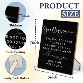 in Loving Memory Sign 5"X7", Memorial Goodbyes are Not Forever Wooden Stand Sign, Memorial Decorations for Loss of Loved One, Funeral Table Decorations (Black, 5x7 Inch)
