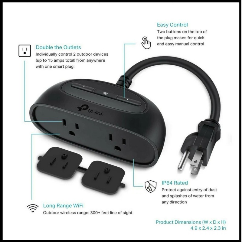 Outdoor Smart Plug by TP-Link, Smart Home Wi-Fi Outlet with