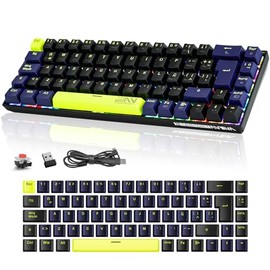 TERPORT Z11 Teclado Mecánico Inalámbrico 65% Español Keycaps DIY Gaming | teclado español 69 Teclas con ñ, switches rojos hot‑swap, inalámbrico 3 modos bluetooth/2.4G/USB-C, keycaps DIY,RGB gaming