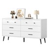 DWVO White 6 Drawers Dresser/Modern Wood Dresser Chest of Drawers
