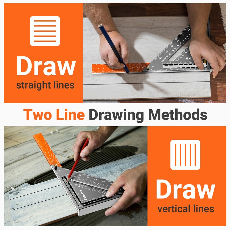 Preciva Foldable Carpenter Square Ruler, 12" (1/16" Scale) Aluminum Alloy