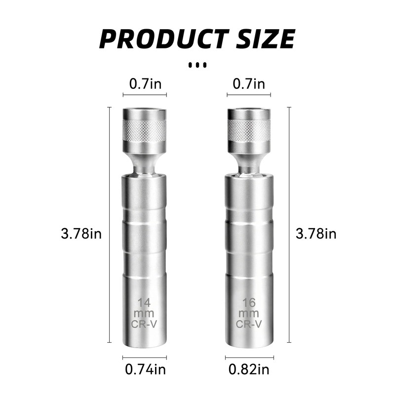 Tioollev14mm&16mm Spark Plug Socket Set, Thin Wall 3/8" Drive Spark