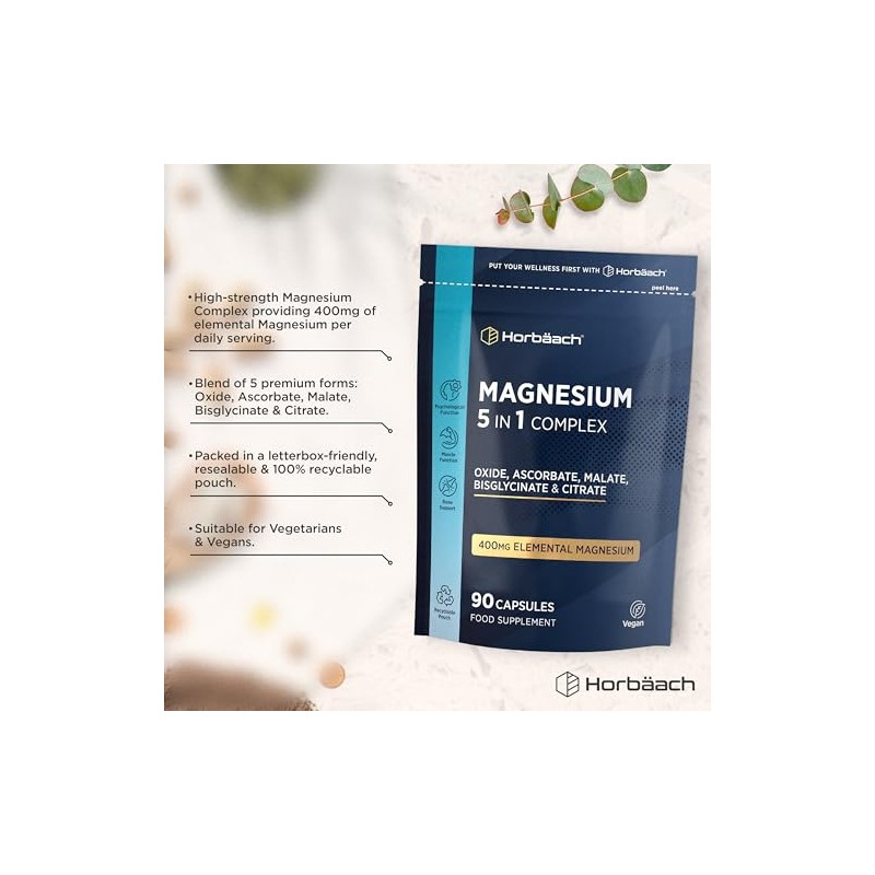 Magnesium Glycinate 5-in-1 Complex | Bisglycinate, Citrate, Malate, Oxide &