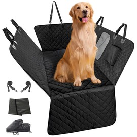 Wuatow Dog Car Seat Cover, Back Seat Extender for Dogs,Waterproof Car Seat Cover for Back Seat with Hard Bottom,Dog Hammock for Car SUV Truck (Holds 400lbs)