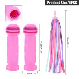 1 Pair Scooter Handle and Bike Streamers Set,Scooter Grips Bike Hand Grip with Bicycle Handlebar Streamer Bicycle Ribbon Bike Grips and Tassels Ribbons for Children's Scooters/Bike