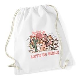 Hippowarehouse Let's go girls Drawstring Cotton School Gym Bag 37cm x 46cm, 12 litres
