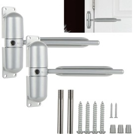 2PCS Automatic Door Closer Safety Spring Door Closers, Adjustable Closing Door Hinge for Convert Hinged Doors to Self-Closing, Grey Door Closer Auto for Residential, Commercial - 4-1/2 Inch