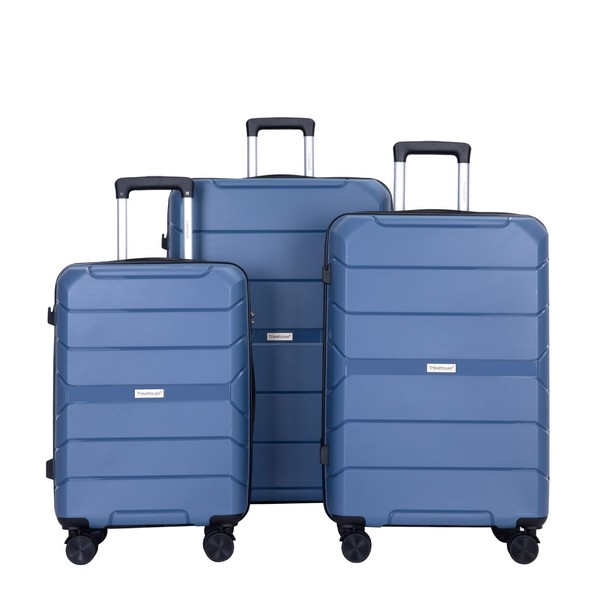 Travelhouse 3 Piece Luggage set with Double Spinner Wheel,Hardshell Expandable