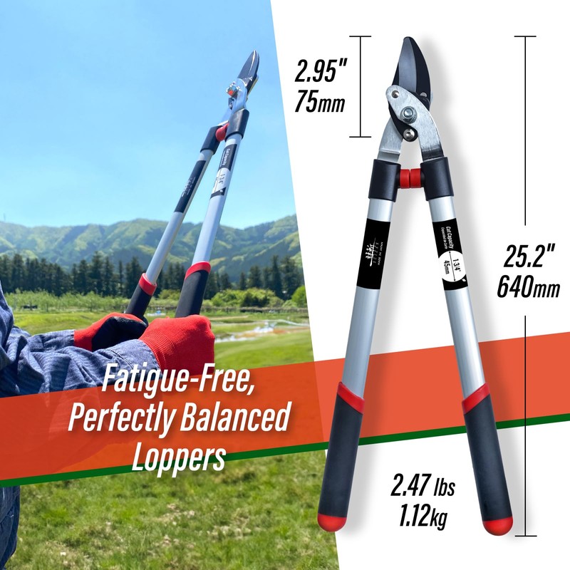 SUIZAN Bypass Hand Loppers 25" - Professional Japanese Branch Cutter