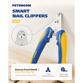 [PETHROOM] Cat Nail Clipper Trimmer for Indoor Cats with Circular Cut Hole (2mm) | Premium Sturdy Stainless Steel Blade Cat Claw | Safe, Easy, Accurate, Quiet & Fast | Avoid Overcutting