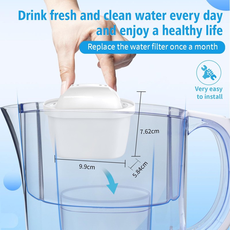 BREOILUTLE 6PCS Water Filter Cartridges Compatible with Brita® Marella® Jug