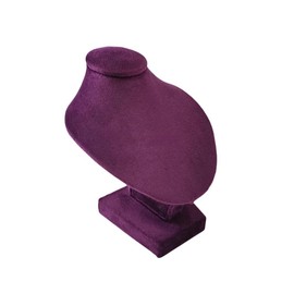 SCIKHEFT Mini Pendant Display Bust Velvet Jewelry Bust Stand Pendant Holder Velvet Mannequin Necklace Stand Wooden Portrait Model 12cm (Purple)