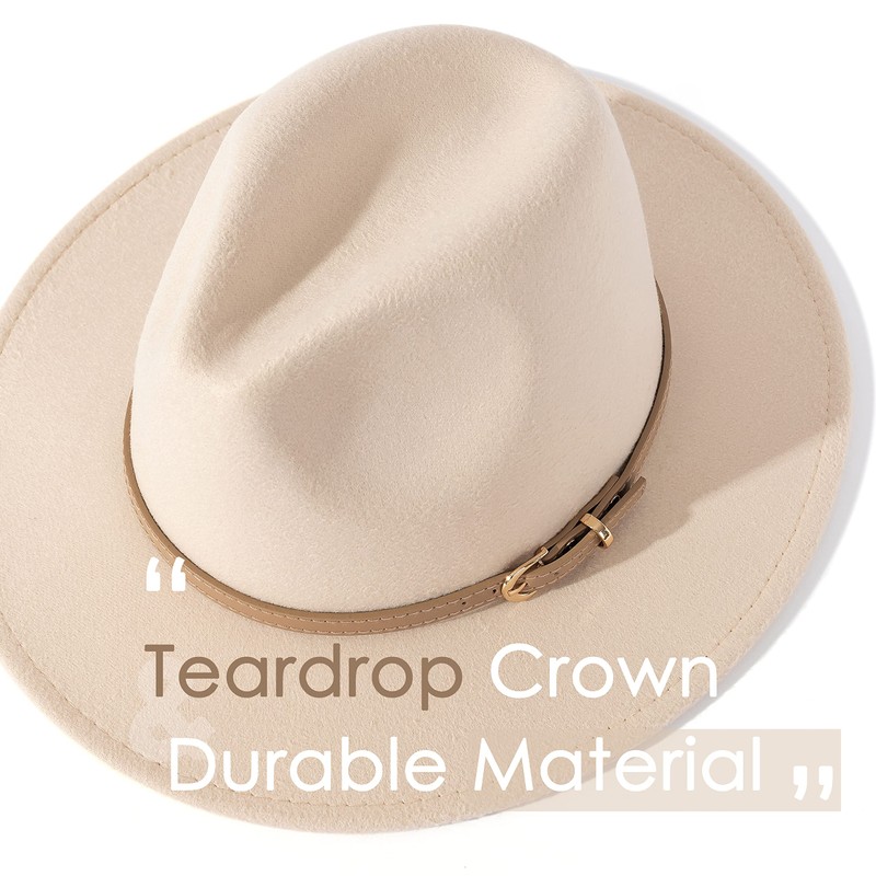 Lisianthus Women Classic Felt Fedora Wide Brim Hat with Belt
