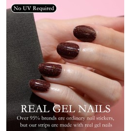 Beaolata Nail Polish Strips Long Lasting, 20Pcs Wraps, Easy Apply& Remove Salon Quality Gel Nail Stickers (Melting Brown)