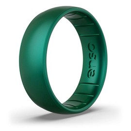 Enso Rings Classic Birthstone Silicone Ring – Unisex Wedding Engagement Band – Comfortable Breathable Band – 6.6mm Wide, 1.75mm Thick (Emerald, 7)