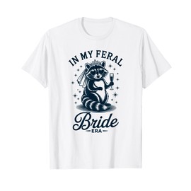 Vintage Raccoon in My Feral Bride Era Funny Bridal Meme T-Shirt