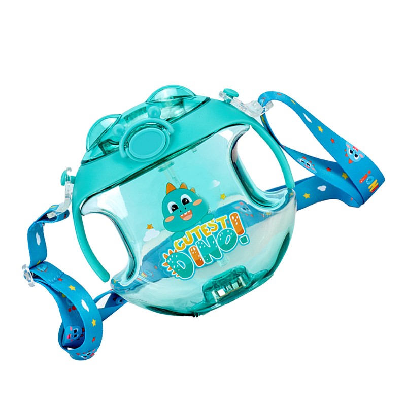 450ml Kids Water Cup with Handle and Lanyard Plastic Straw