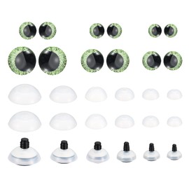 PATIKIL 14-30mm Flash Safety Eyes, 56 Pcs Doll Eyes Realistic Colorful Crocheting Safety Eyes for Decor Crochet Accessories Dolls Craft, Grass Green