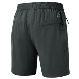 JHMORP Men's Outdoor Hiking Shorts Lightweight Quick Dry Fit Work Fishing Sports Athletic Shorts with Zippered Pockets (Dark Gray,CA 3XL)