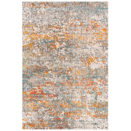 SAFAVIEH Madison Collection MAD460F Modern Abstract Non-Shedding Living Room Bedroom Accent Rug, 2'2" x 4', Grey / Orange
