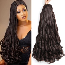 BLUONASI French curl braiding hair 22 inch loose wave braiding hair 8 Pack pre stretched Braiding Hair Extension French Curl Capelli sintetici estensioni (4#, 55,88 cm (confezione da 8)