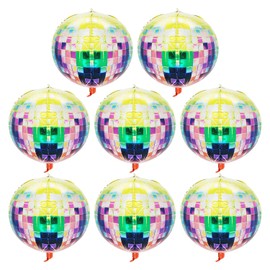8 Pieces Disco Balloons, 4D Disco Balloons, Laser Disco Balls, Glitter Disco Balloons, Bar Disco Party Decorations