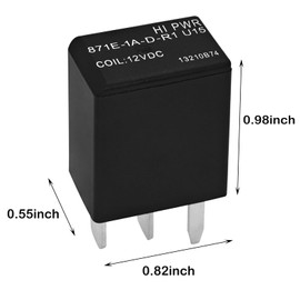871E-1A-D-R1 U15 Automotive Relay (Pack of 2) - 12VDC 35A 4 Pin General Purpose Relay